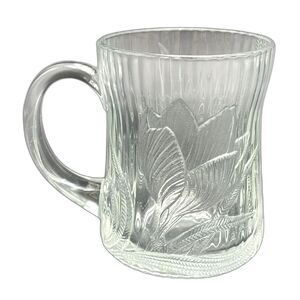 Arcoroc Canterbury Crocus Clear Glass Coffee Mug Teacup Tulip Vintage 1980s